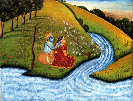 Unknown Artist - Krishna Hanging Earrings On Radha